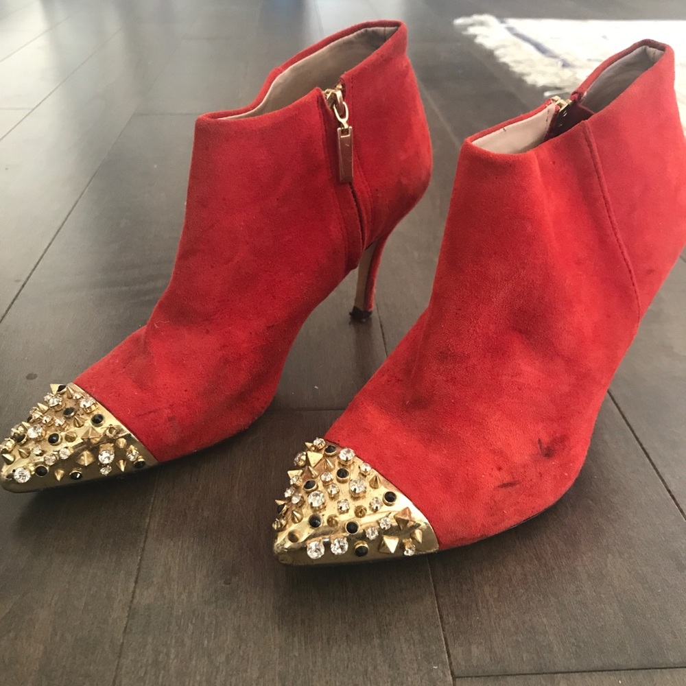 Zara Red Heeled Boots